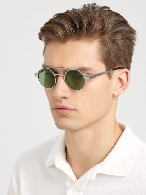 mens round double bridge sunglasses
