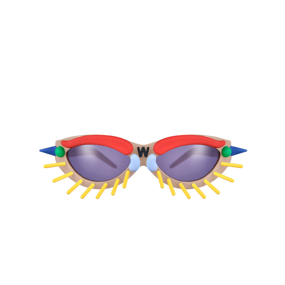 Fakbyfak Eyewear Fakbyfak Sunglasses Fakoshima Eyewear Brand Avant Garde Designer Independent Designer Toy Glasses Model 1. Skin tone with coloured pins