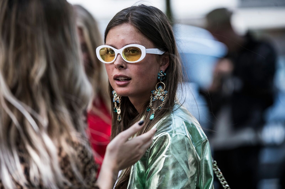 Eyewear Trends Spotted at Copenhagen Fashion Week Spring 2018 Influencer Street Style 90s Oval White Sunglasses We Love Glasses